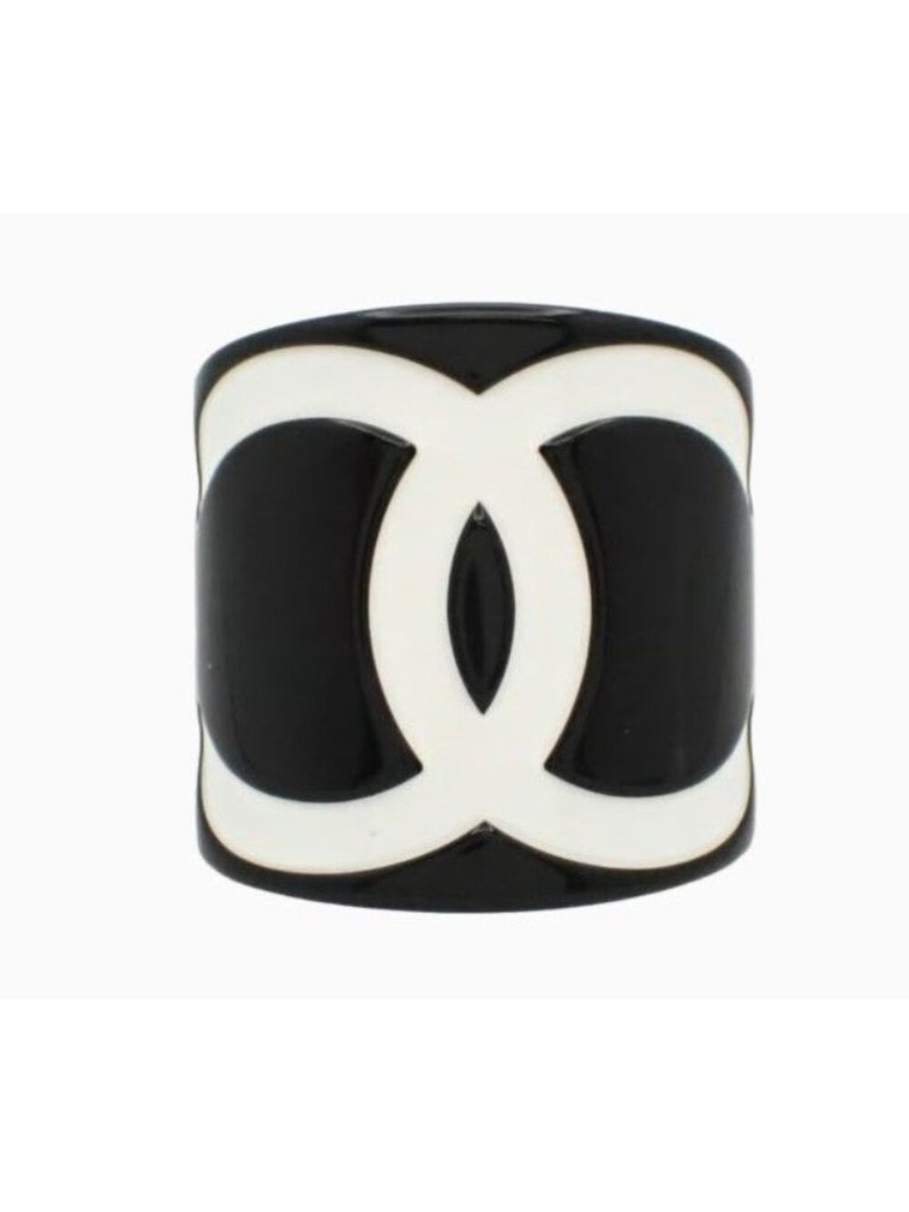B-36. Chanel Resin Coco Mark Logo Wide Cuff Bracelet